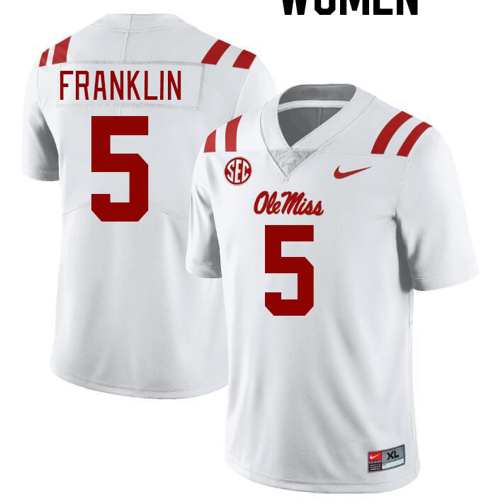 Women #5 Zakhari Franklin Ole Miss Rebels College Football Jerseyes Stitched Sale-White